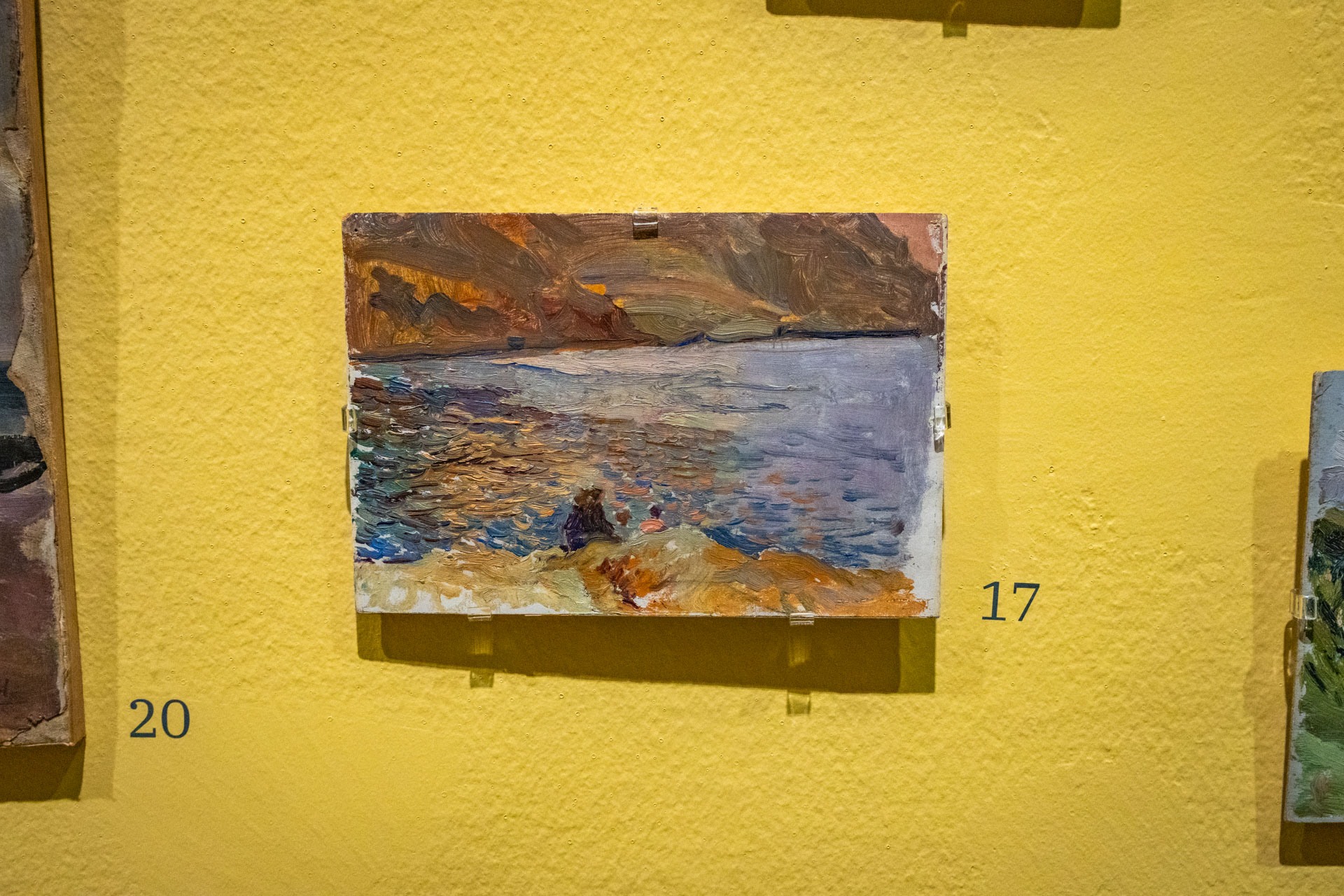 Miniatuurschilderij van Sorolla met daarop een zee met zonsondergang